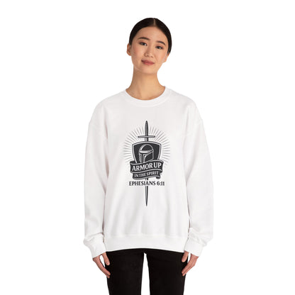 Armor Up (Black Lettering) Unisex Crewneck Sweatshirt - Inspirational Gift, Christian Apparel, Faith-Based Fashion, Cozy Casual Wear, Bible Verse Sweatshirt