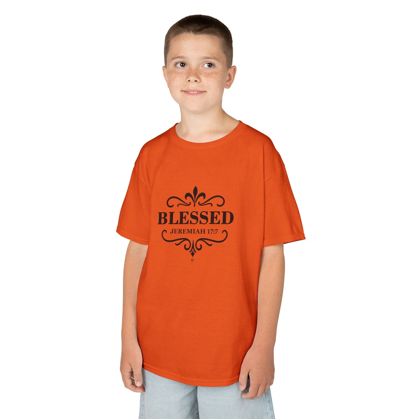 Blessed (Black Lettering) Kids Tee, Faith-based Inspirational Apparel, Gift for Believers, Youth Fashion, Bible Verse Shirt, Meaningful Gift