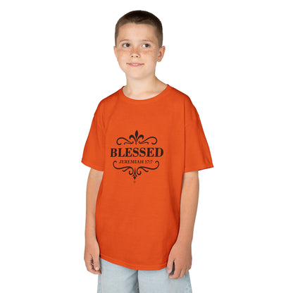 Blessed (Black Lettering) Kids Tee, Faith-based Inspirational Apparel, Gift for Believers, Youth Fashion, Bible Verse Shirt, Meaningful Gift