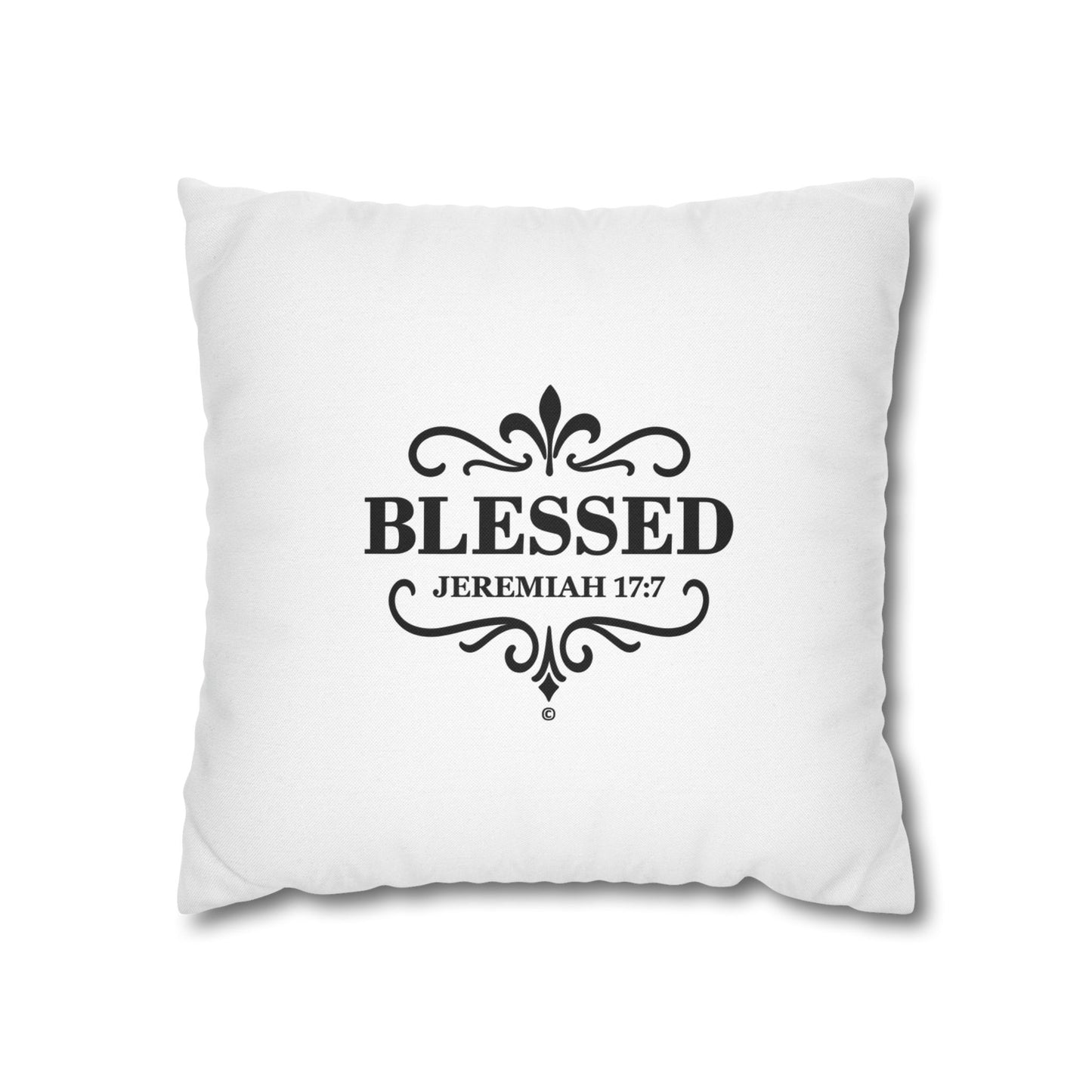 Blessed (Black Lettering) Square Pillow Cover | Inspirational Home Decor | Gifts for Faith (Pillow not included)