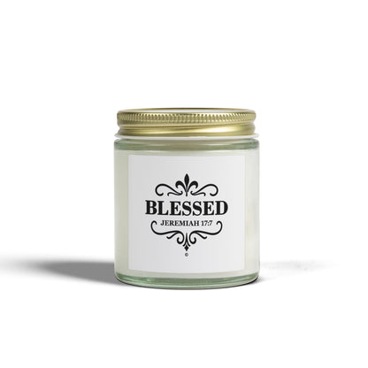 Blessed (Black Lettering) Scented Candle - Coconut Apricot Wax, Inspirational Home Decor, Relaxation, Gifts for Believers