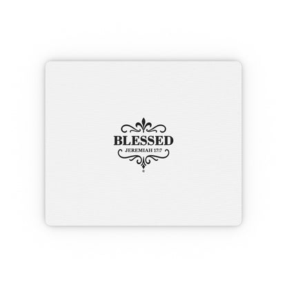 Blessed (Black Lettering) Inspirational Mouse Pad | Perfect for Office Decor, Gifts, Faith-Based Workspaces - Cross Apparel USA