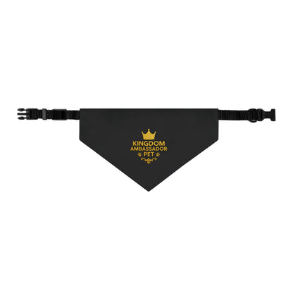 Kingdom Ambassador Pet (Gold Lettering on Black) Convenient, Clip-on Bandana Collar
