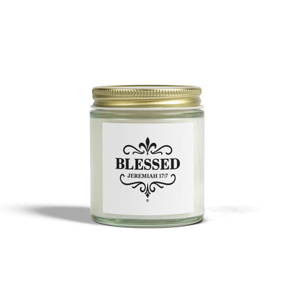 Blessed (Black Lettering) Scented Candle - Coconut Apricot Wax, Inspirational Home Decor, Relaxation, Gifts for Believers