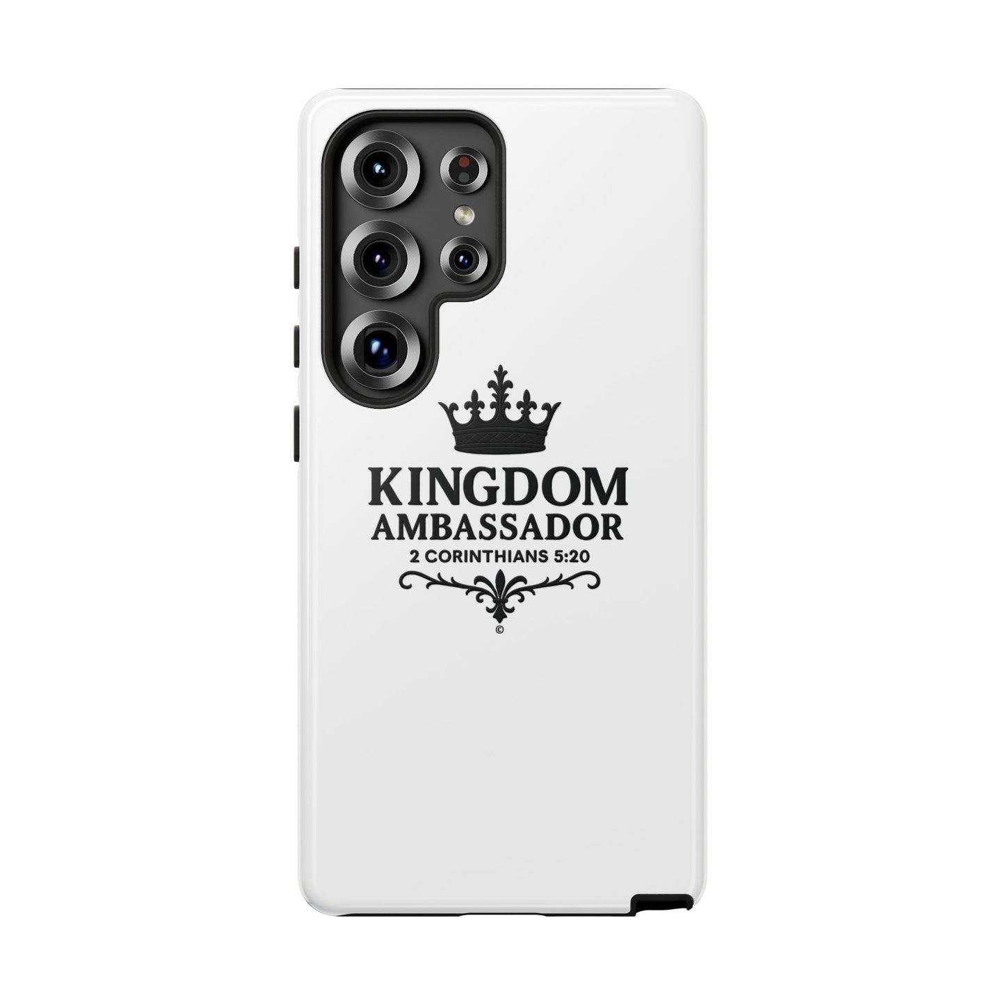 Kingdom Ambassador (Black Lettering) Rugged Phone Case, Inspirational Mobile Cover, Gift for Faith Lovers, Faith-Based Protector