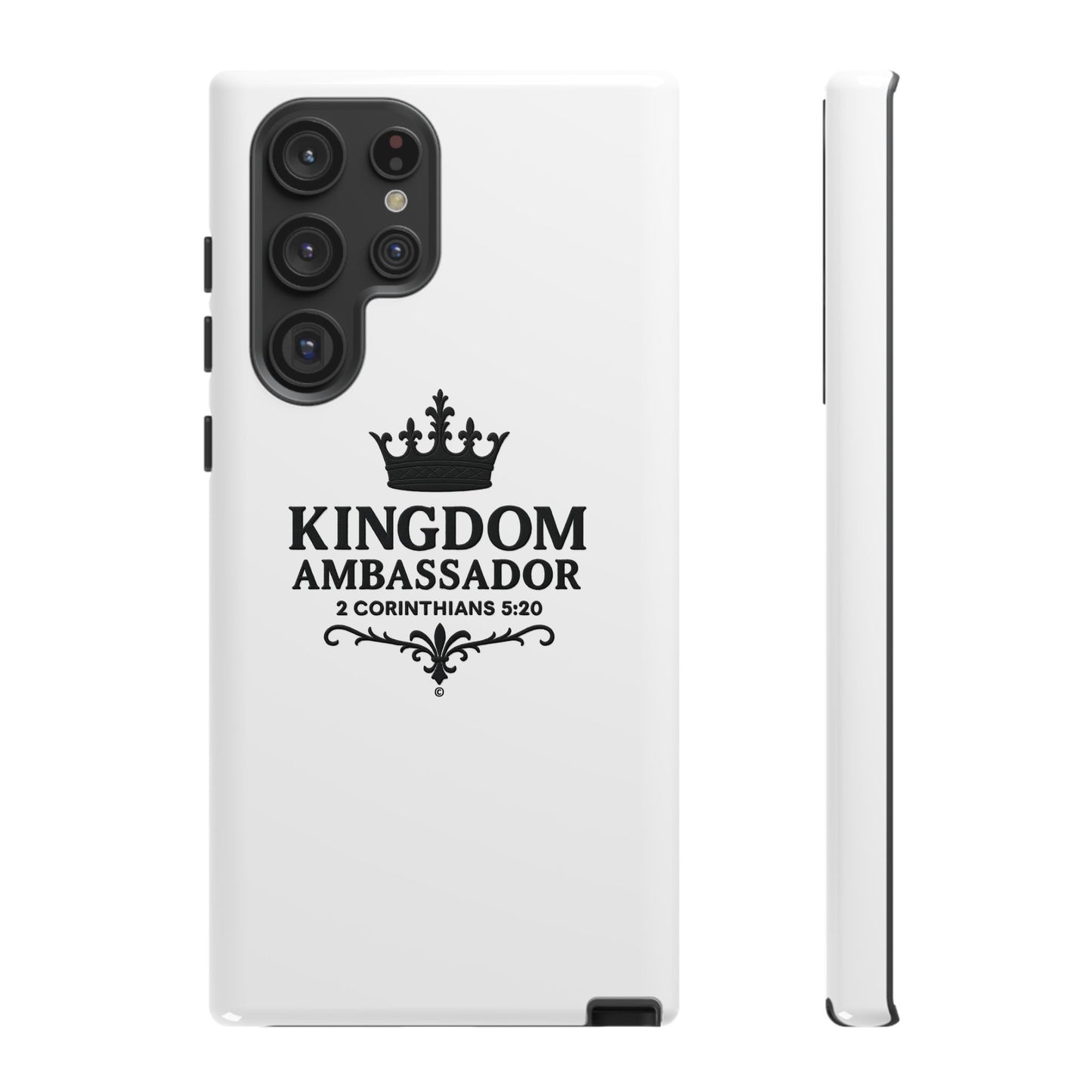 Kingdom Ambassador (Black Lettering) Rugged Phone Case, Inspirational Mobile Cover, Gift for Faith Lovers, Faith-Based Protector