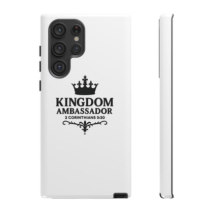 Kingdom Ambassador (Black Lettering) Rugged Phone Case, Inspirational Mobile Cover, Gift for Faith Lovers, Faith-Based Protector