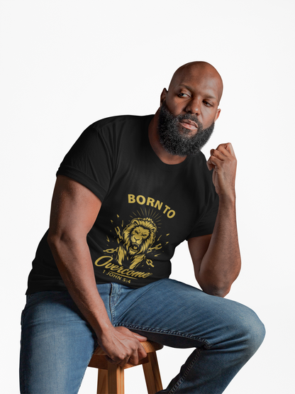 Born to Overcome (Gold Lettering) Unisex Apparel Clothing Tee T-shirt Relaxed Fit Shirt