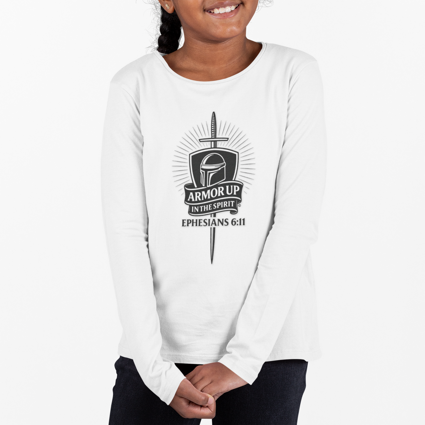Armor Up (Black Lettering) Youth Long Sleeve Armor Up Tee