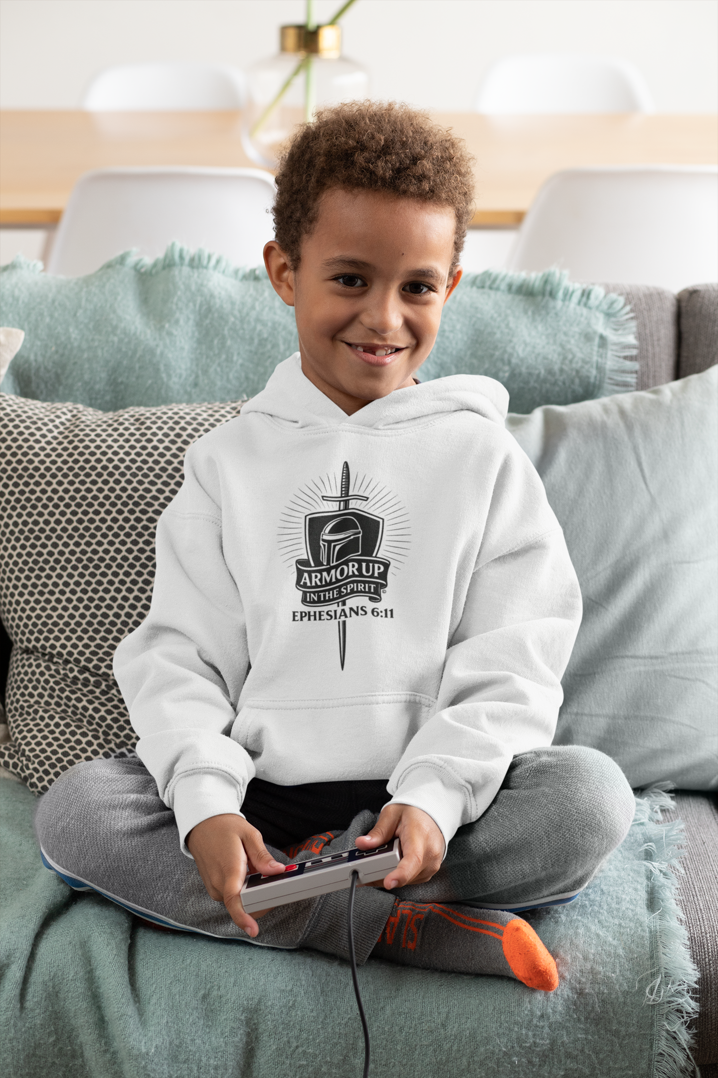 Armor Up (Black Lettering) Youth Heavy Blend Hooded Sweatshirt