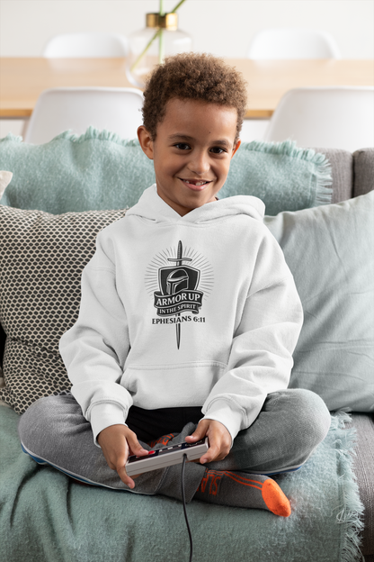 Armor Up (Black Lettering) Youth Heavy Blend Hooded Sweatshirt