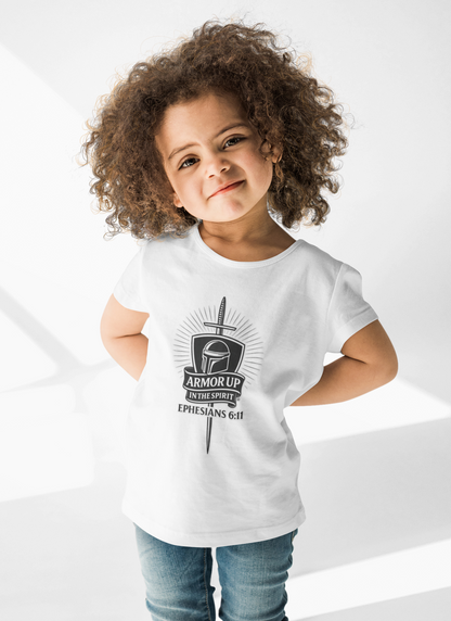 Armor Up (Black Lettering) Kids Inspirational T-shirt