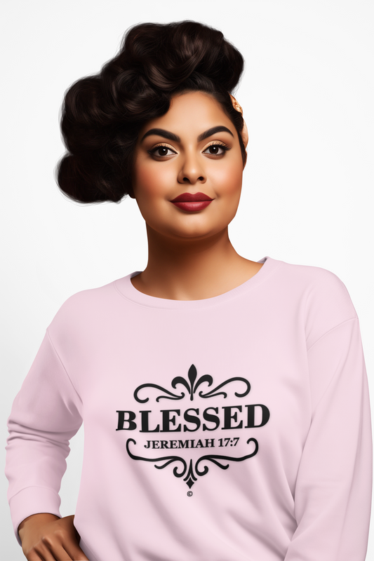 Blessed (Black Lettering) Unisex Crewneck Sweatshirt - Inspirational Gift, Christian Apparel, Faith-Based Fashion, Cozy Casual Wear, Bible Verse Sweatshirt