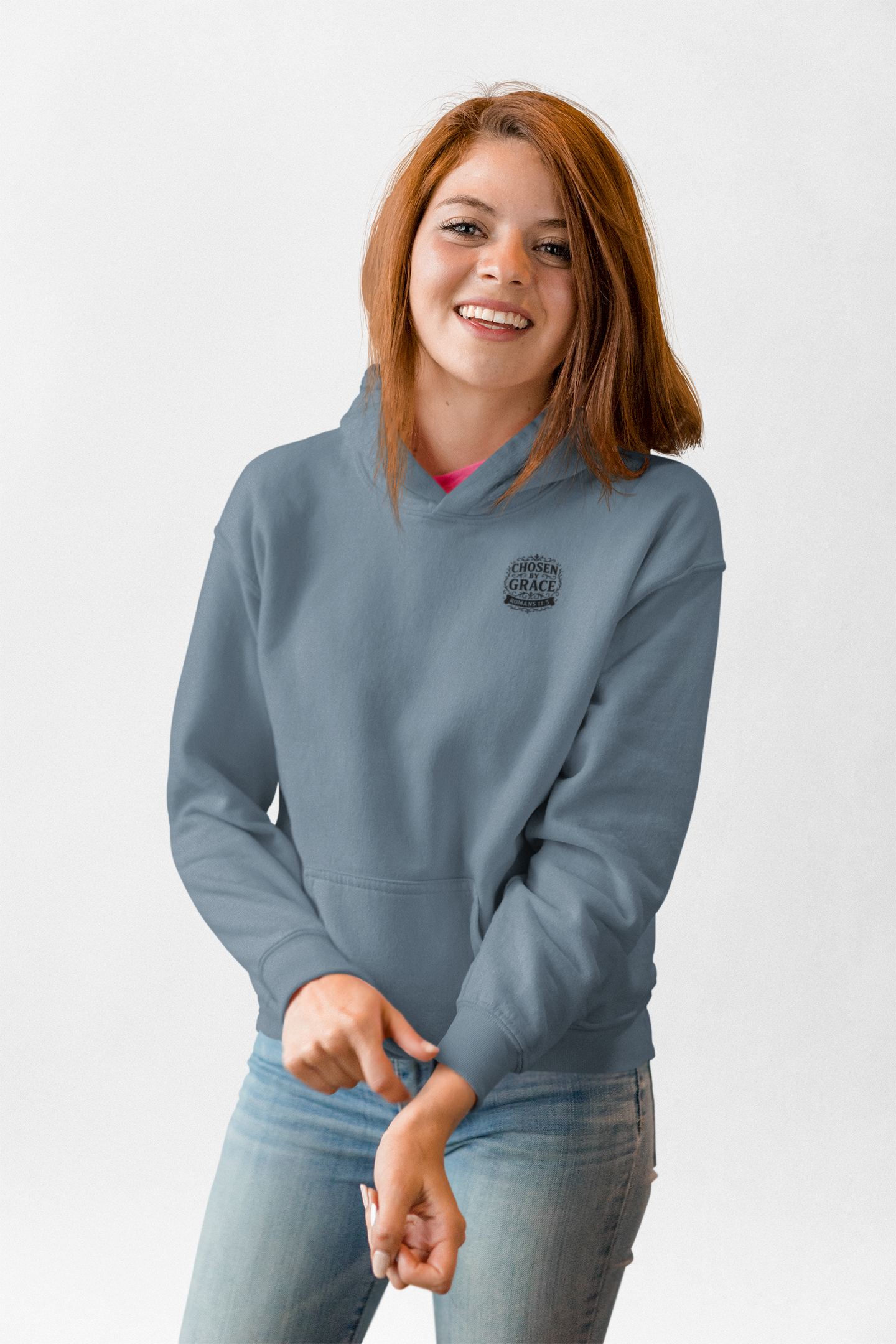 Chosen by Grace (Small Design on front plus Large Design on back) Apparel Clothing Hoodie Hooded Sweatshirt