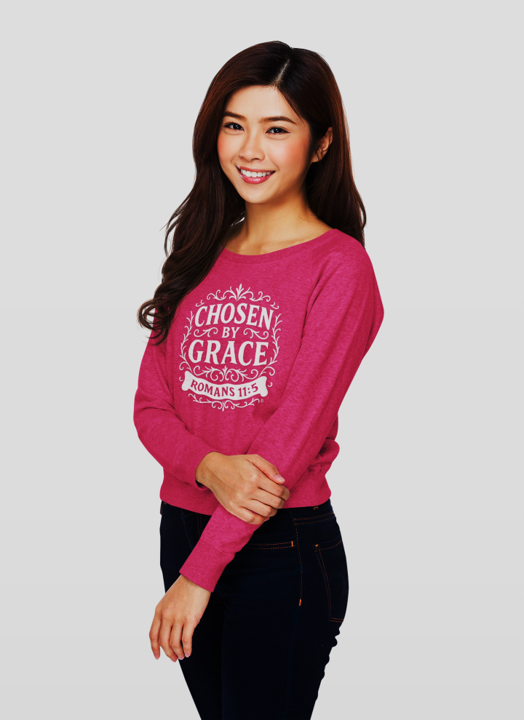 Chosen by Grace (White Lettering) Unisex Crewneck Sweatshirt - Inspirational Gift, Faith-Based Apparel, Cozy Casual Wear, Bible Verse Sweatshirt