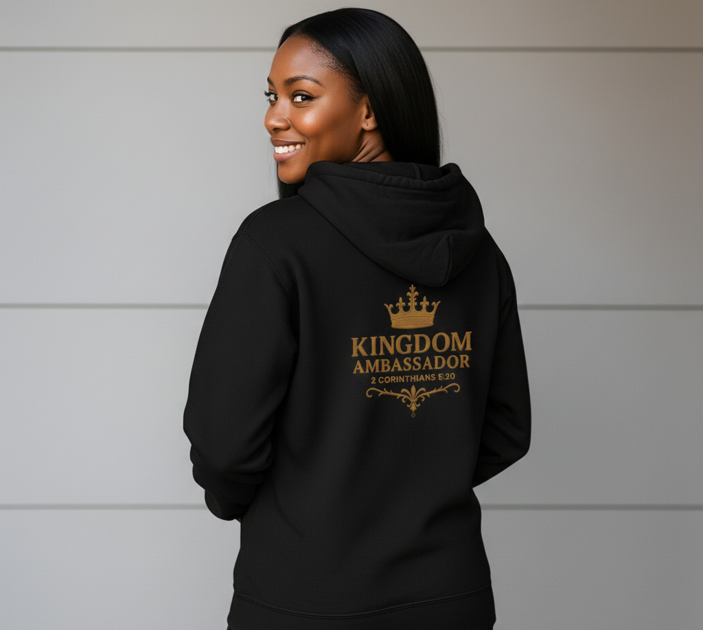 Kingdom Ambassador (Gold Lettering) Zip-Up Hoodie - Cozy Unisex Sweatshirt for Inspirational Style