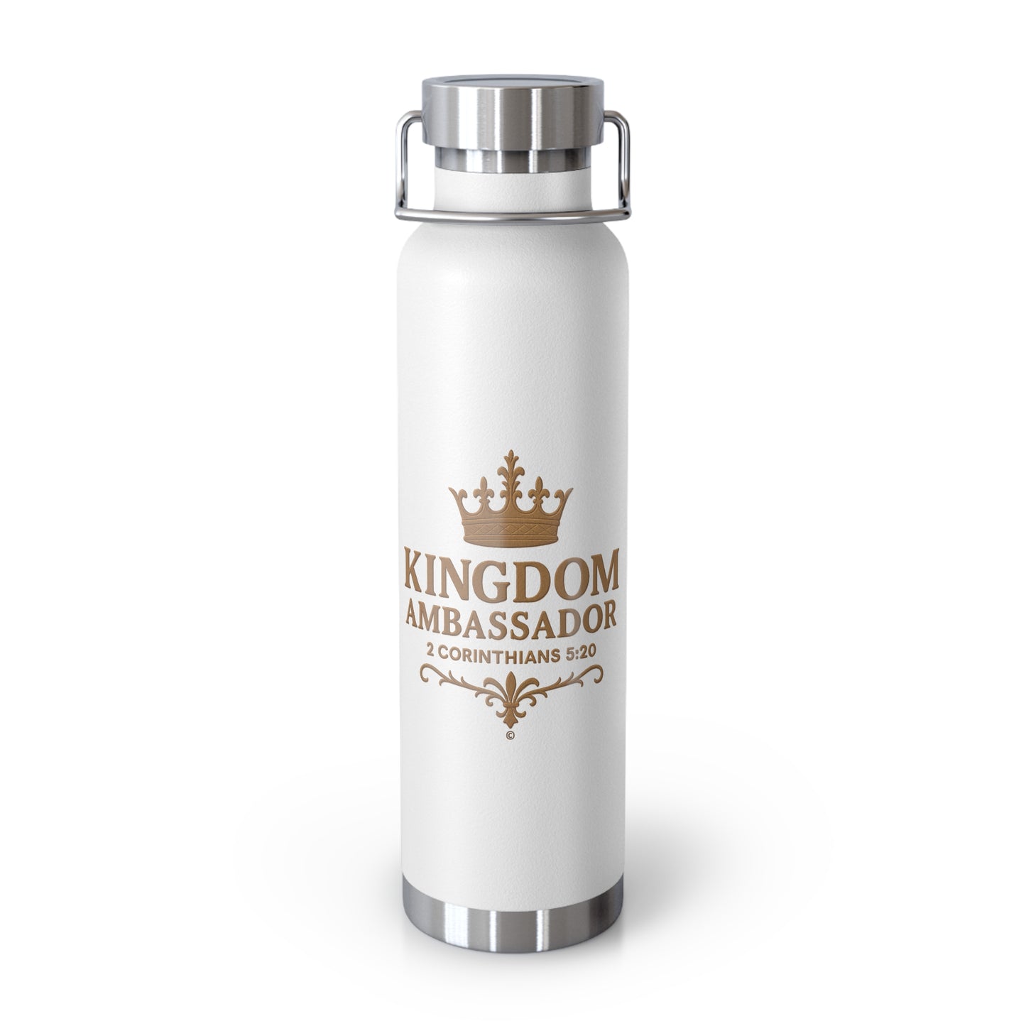 Kingdom Ambassador (Gold Lettering) Insulated Water Bottle, 22oz - Motivational Gift for Believers, Holiday, Travel, Fitness, Eco-Friendly