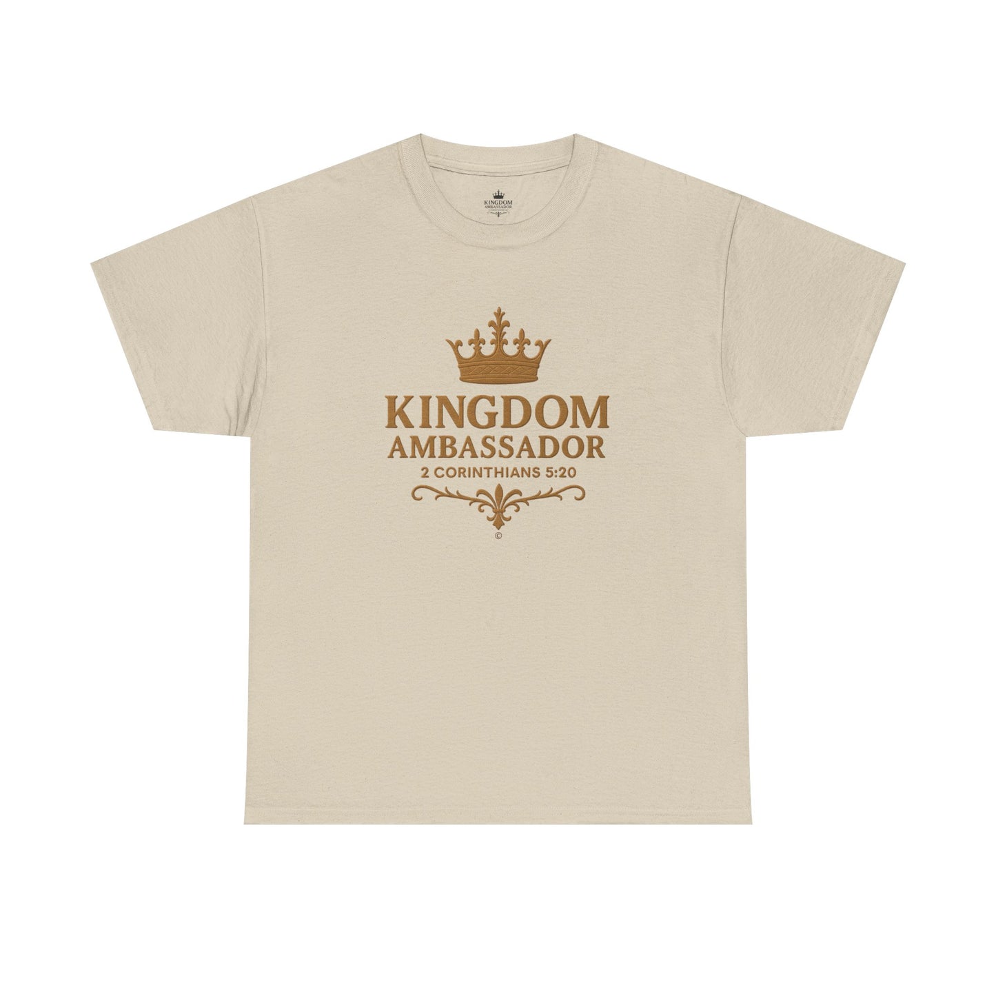 Kingdom Ambassador (Gold Lettering) Tee | Unisex Heavy Cotton Shirt, Faith-Based Apparel, Christian T-Shirt, Inspirational Gift, Scripture Tees