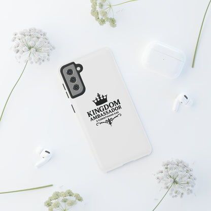 Kingdom Ambassador (Black Lettering) Rugged Phone Case, Inspirational Mobile Cover, Gift for Faith Lovers, Faith-Based Protector