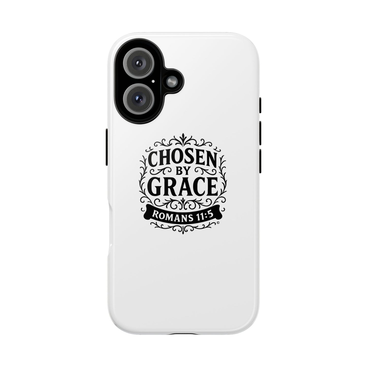 Chosen by Grace (Black Lettering), Rugged Phone Case, Inspirational Mobile Cover, Gift for Faith Lovers, Faith-Based Protector
