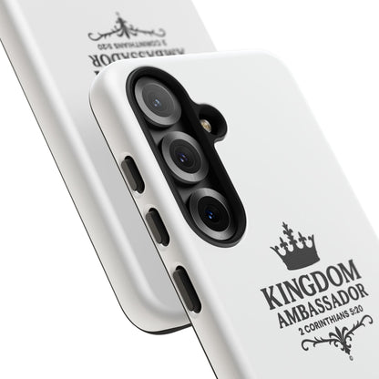 Kingdom Ambassador (Black Lettering) Rugged Phone Case, Inspirational Mobile Cover, Gift for Faith Lovers, Faith-Based Protector - Cross Apparel USA