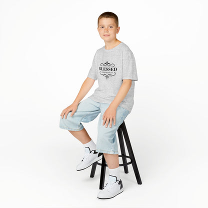 Blessed (Black Lettering) Kids Tee, Faith-based Inspirational Apparel, Gift for Believers, Youth Fashion, Bible Verse Shirt, Meaningful Gift