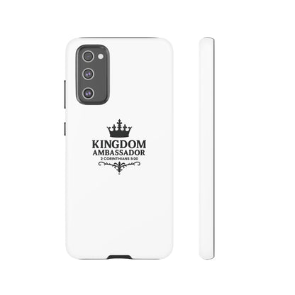 Kingdom Ambassador (Black Lettering) Rugged Phone Case, Inspirational Mobile Cover, Gift for Faith Lovers, Faith-Based Protector - Cross Apparel USA