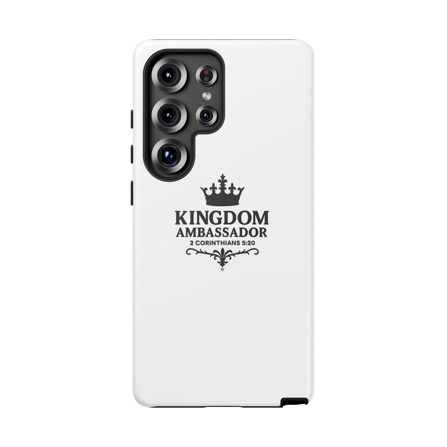 Kingdom Ambassador (Black Lettering) Rugged Phone Case, Inspirational Mobile Cover, Gift for Faith Lovers, Faith-Based Protector - Cross Apparel USA