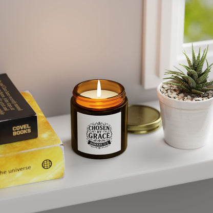 Chosen by Grace (Black Lettering) Scented Candle - Coconut Apricot Wax, Inspirational Home Decor, Relaxation, Gifts for Believers