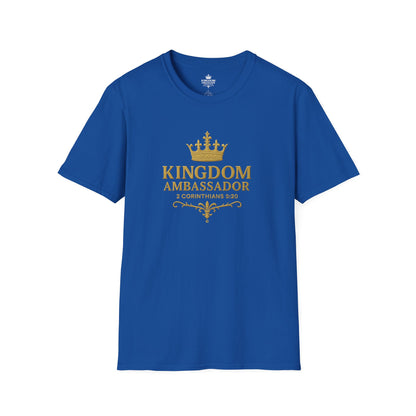 Kingdom Ambassador (Gold Lettering) T-Shirt | Unisex Softstyle Tee for Faith, Community Events, Gifts for Believers