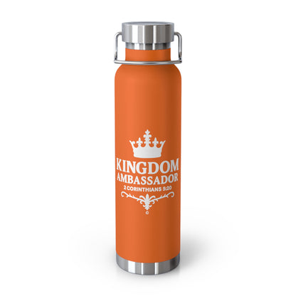 Kingdom Ambassador (White Lettering) Insulated Water Bottle, 22oz - Motivational Gift for Believers, Holiday, Travel, Fitness, Eco-Friendly