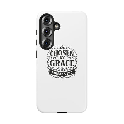 Chosen by Grace (Black Lettering), Rugged Phone Case, Inspirational Mobile Cover, Gift for Faith Lovers, Faith-Based Protector