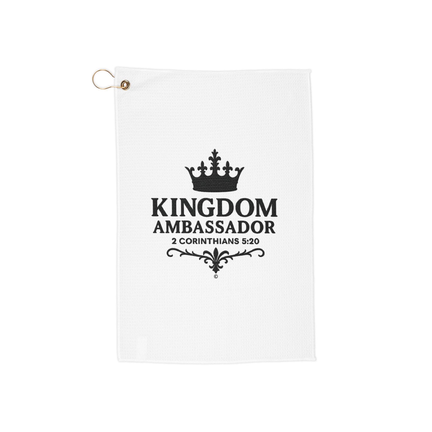 Kingdom Ambassador Golf Towel (White with Black Lettering) – Inspirational Golfing Towel