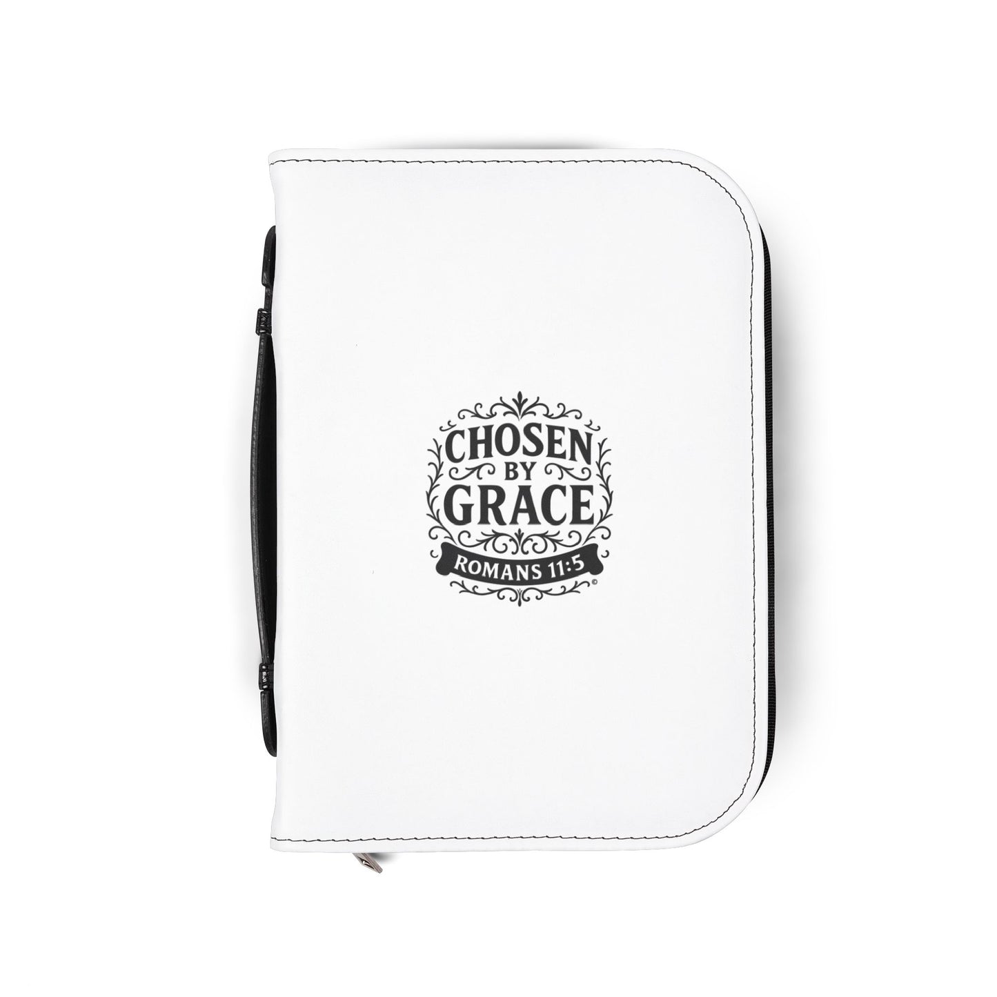 Chosen by Grace (Black Lettering) Inspirational Bible Cover, Gift for Believers, Faith-Based Book Cover - Cross Apparel USA