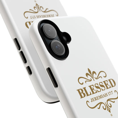 Blessed (Gold Lettering), Rugged Phone Case, Inspirational Mobile Cover, Gift for Faith Lovers, Faith-Based Protector