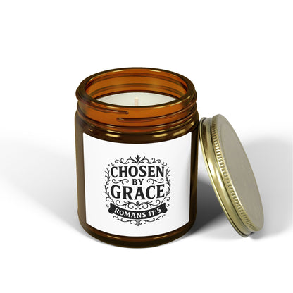 Chosen by Grace (Black Lettering) Scented Candle - Coconut Apricot Wax, Inspirational Home Decor, Relaxation, Gifts for Believers