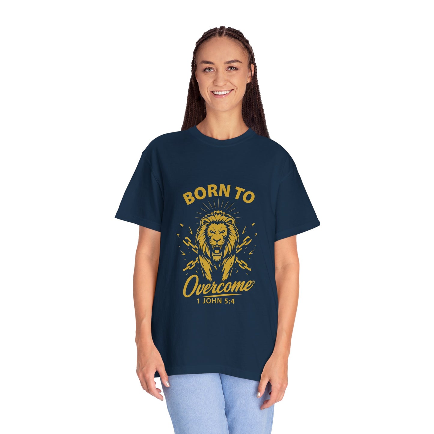 Born to Overcome (Gold Lettering) Unisex Apparel Clothing Tee T-shirt Relaxed Fit Shirt