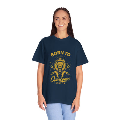 Born to Overcome (Gold Lettering) Unisex Apparel Clothing Tee T-shirt Relaxed Fit Shirt
