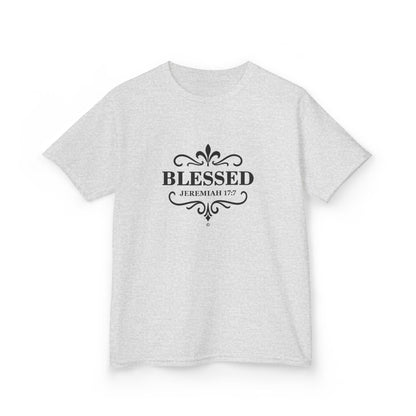 Blessed (Black Lettering) Kids Tee, Faith-based Inspirational Apparel, Gift for Believers, Youth Fashion, Bible Verse Shirt, Meaningful Gift