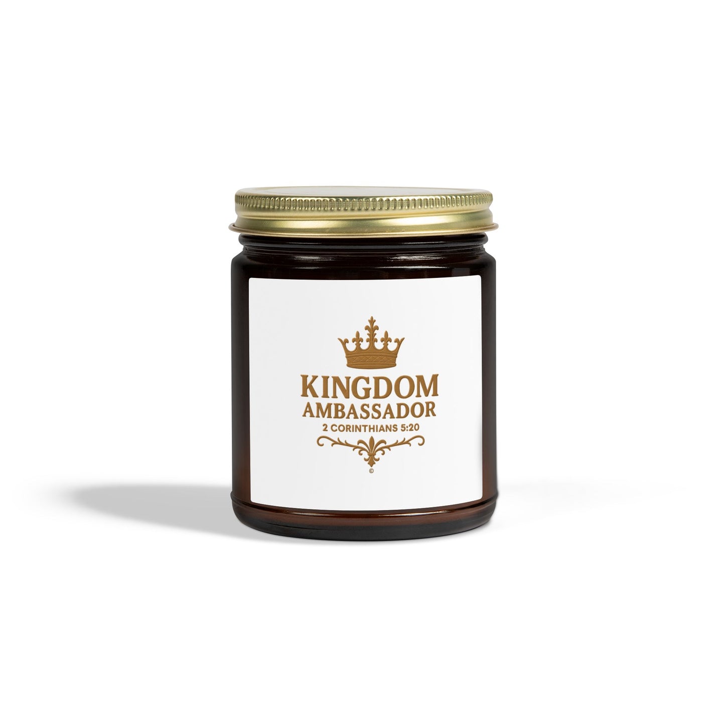 Kingdom Ambassador (Gold Lettering) Scented Candle - Coconut Apricot Wax, Inspirational Home Decor, Gifts for Believers, Relaxation