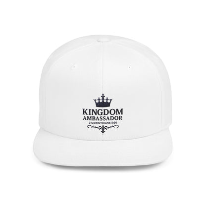 Kingdom Ambassador Embroidered (Black Lettering) Flat Bill Snapback Hat, Adjustable Baseball Cap, Inspirational Streetwear, Gift for Believers, Faith-based Accessories
