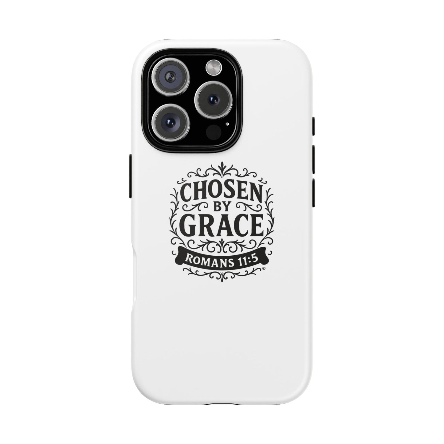 Chosen by Grace (Black Lettering), Rugged Phone Case, Inspirational Mobile Cover, Gift for Faith Lovers, Faith-Based Protector