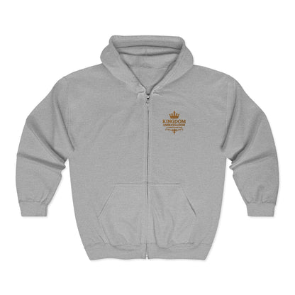 Kingdom Ambassador (Gold Lettering) Zip-Up Hoodie - Cozy Unisex Sweatshirt for Inspirational Style