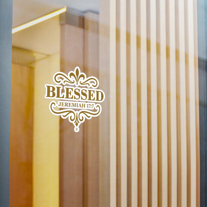 Blessed (Gold Lettering) Kiss-Cut Vinyl Decals, Inspirational Wall Art, Faith-Based Gifts, Home Decor - Cross Apparel USA
