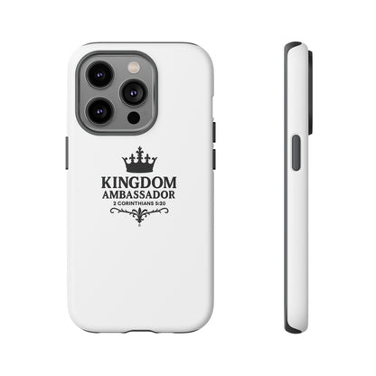 Kingdom Ambassador (Black Lettering) Rugged Phone Case, Inspirational Mobile Cover, Gift for Faith Lovers, Faith-Based Protector - Cross Apparel USA
