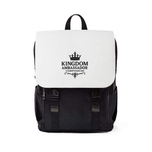 Kingdom Ambassador Unisex Casual Shoulder Backpack/Book Bag for School or Hiking - Inspirational Gift, Everyday Use, Stylish Book Bag, Perfect for Students, Church Events - Cross Apparel USA
