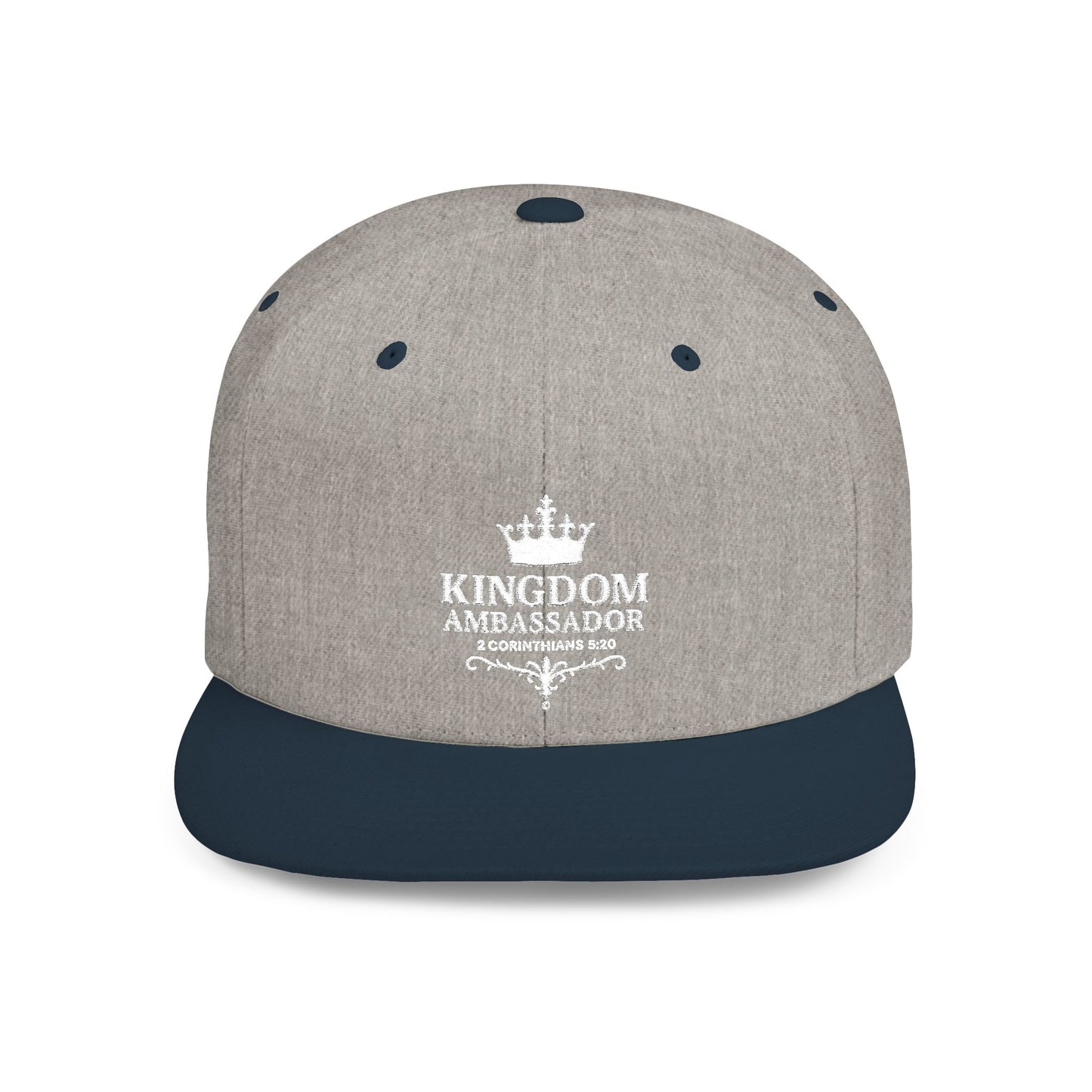Kingdom Ambassador (White Lettering) Embroidered Flat Bill Snapback Hat, Adjustable Baseball Cap, Inspirational Streetwear, Gift for Believers, Faith-based Accessories