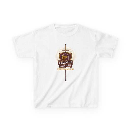 Armor Up (Burgundy & Gold Lettering) Kids Inspirational T-shirt