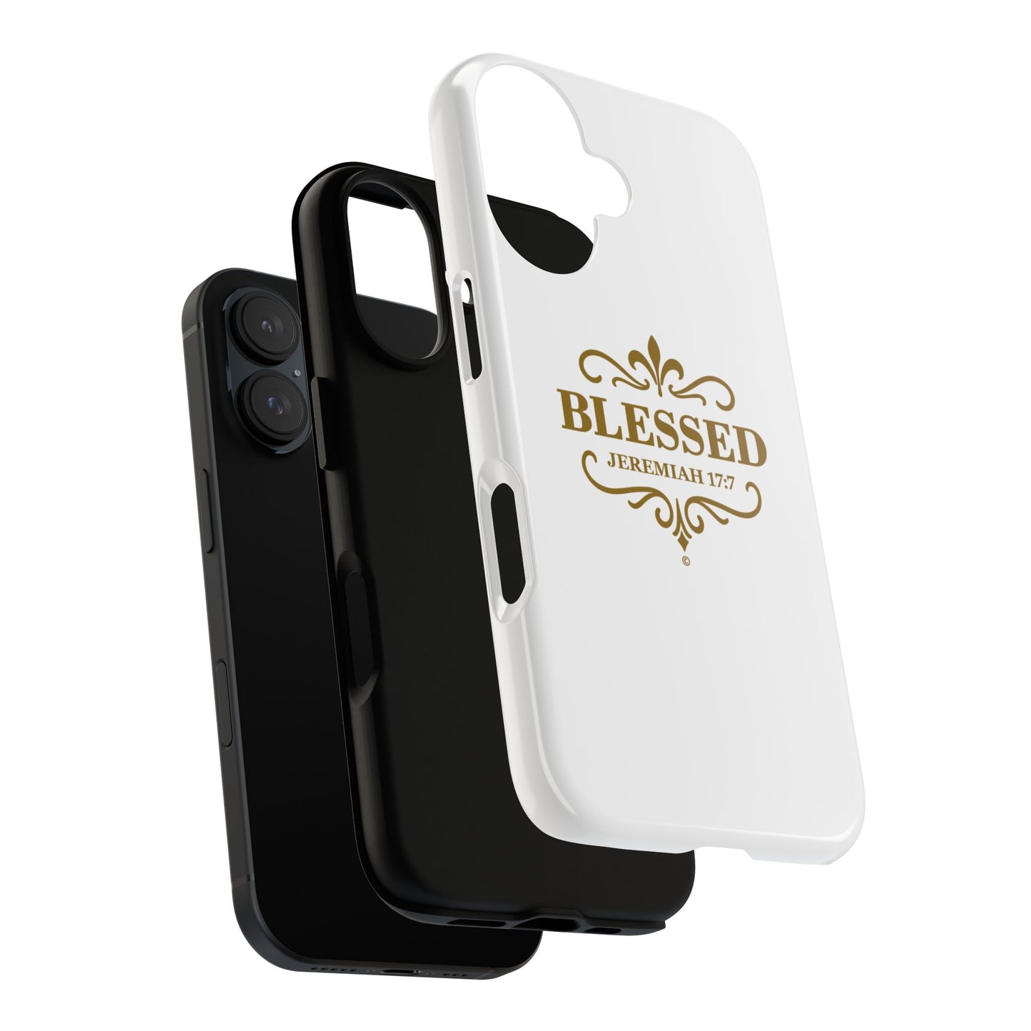 Blessed (Gold Lettering), Rugged Phone Case, Inspirational Mobile Cover, Gift for Faith Lovers, Faith-Based Protector