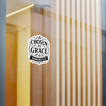Chosen by Grace (Black Lettering) Kiss-Cut Vinyl Decals, Inspirational Wall Art, Faith-Based Gifts, Perfect for Students - Cross Apparel USA
